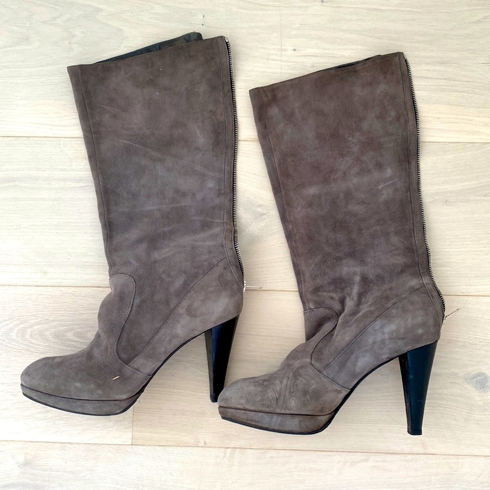 Gastone Lucioli, suade boots, gray, 39 1/2.made in Italy
